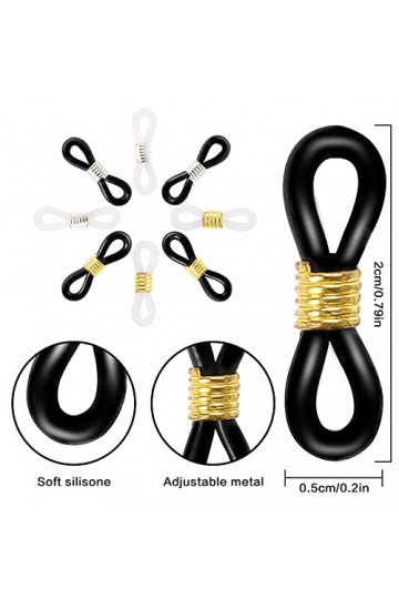 Lot de 100 extrémités de chaîne de lunettes, support de chaîne de lunettes en silicone, connecteur réglable en caoutchouc fle