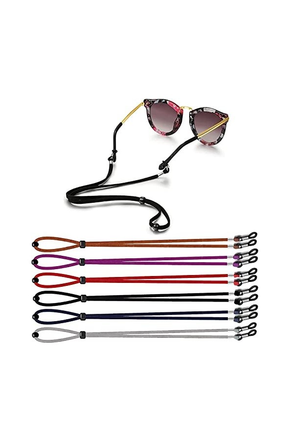 AONAT 6 Pièces Cordon Lunettes,Réglable Corde à Lunettes Chaîne de Lunettes Universel Lunettes Sangle,Cordon étanche maintien