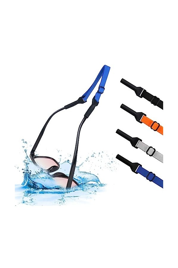 RUCUDIM Cordons à Lunettes Ajustable Flottant Sangles de Lunettes Réglables Universelles Cordon à Lunettes élastique pour Lun