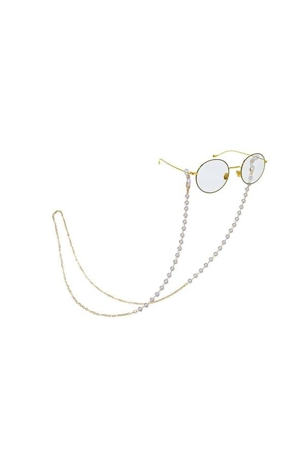 1 Pcs Chaîne Lunettes Femmes Chaîne pour Lunettes Cordon Lunettes, Chaîne de lunettes de soleil en perles simples dorées pour