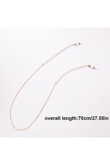 1 Pcs Chaîne Lunettes Femmes Chaîne pour Lunettes Cordon Lunettes, Chaîne de lunettes de soleil en perles simples dorées pour