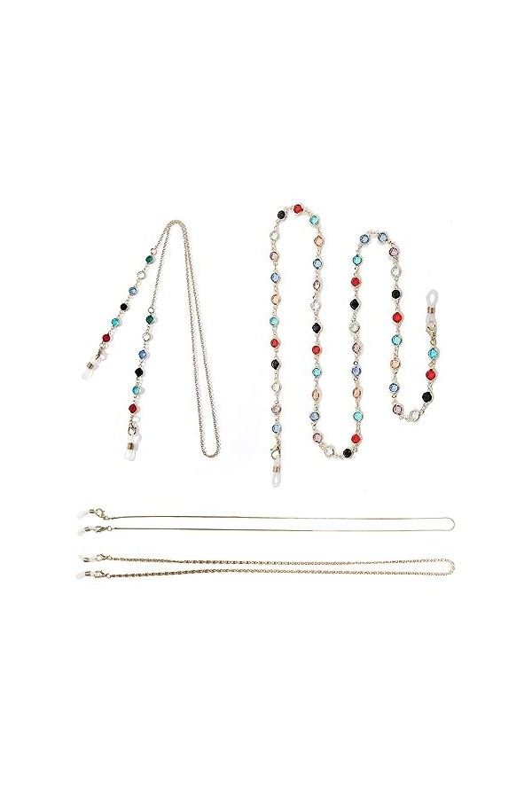TAFACE Chaîne De Lunettes En Métal 4PCS, Chaîne De Lunettes Colorées, Perles De Chaîne De Lunettes, Chaîne De Lunettes Antidé