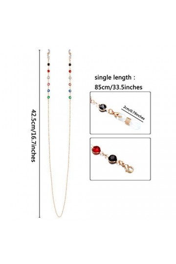 2 Pièces Chaîne de Lunettes de Soleil en Perles Colorées pour Femmes, Porte-Lunettes de Lecture Lanière de Lunettes