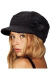 CheChury Femme Béret Hiver Casquettes en Laine dhiver Bonnet Tricoté Chaud Chapeau de Ski de Neige avec Visière Classique Él