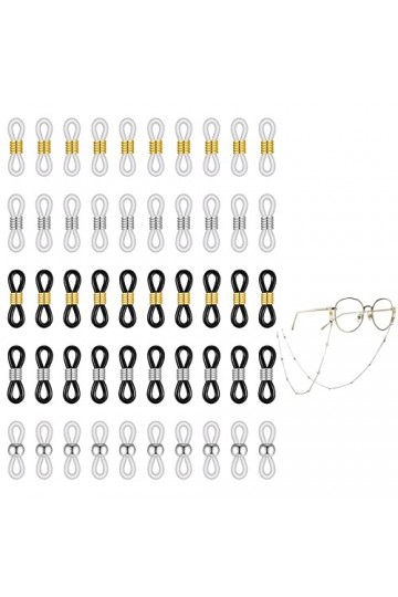 KARELLS Réglables Silicone Dextrémités de Lunettes, Embouts de Chaîne de Lunettes, 50 pièces Connecteur Cordon à Lunettes po