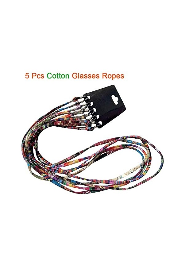 Lahviuu Cordon Lunettes,5 pcs Chaîne Cordon Lunette Porte Lunettes Corde de Lunettes Réglable Universel,pour Femmes Hommes Da