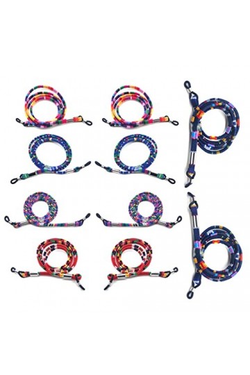 KZTHA 10 Pièces Cordons Lunettes Réglables Chaîne Lunettes Tressé en Coton Attache Lunettes Vintage Fils pour Homme Femme Déc