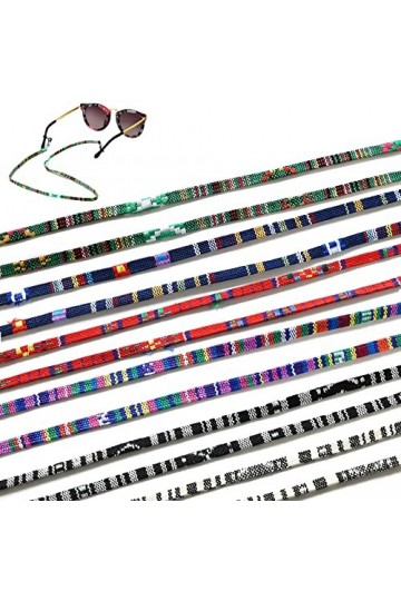 Skyzone Lot de 6 sangles de lunettes, chaîne de lunettes de soleil pour femme, style ethnique, chaîne de lunettes réglable, c