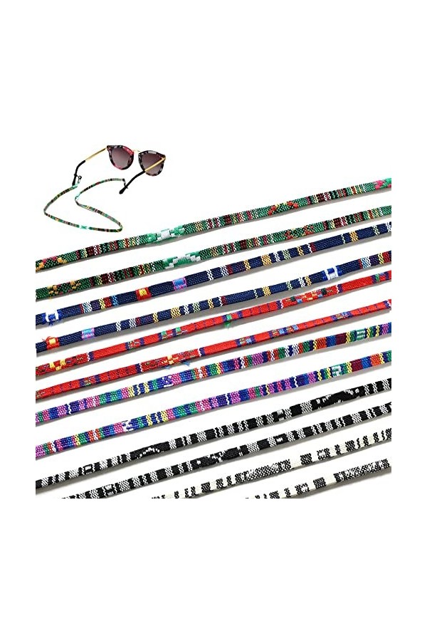 Skyzone Lot de 6 sangles de lunettes, chaîne de lunettes de soleil pour femme, style ethnique, chaîne de lunettes réglable, c