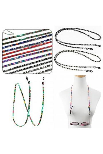 Skyzone Lot de 6 sangles de lunettes, chaîne de lunettes de soleil pour femme, style ethnique, chaîne de lunettes réglable, c