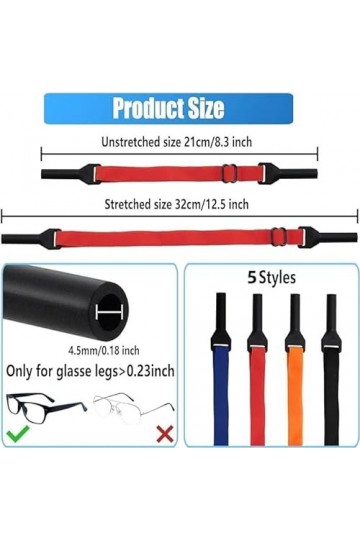 Naapesi 5 Couleurs Sangle de Lunettes Réglable, Cordons à Lunettes Sport pour Lunettes de Solei, Sangles de Lunettes Antidéra