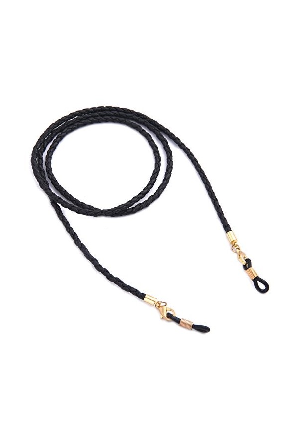 LIKGREAT Chaînes de lunettes faites à la main pour femme Noir, M, Nickel