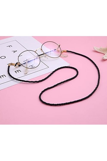 LIKGREAT Chaînes de lunettes faites à la main pour femme Noir, M, Nickel