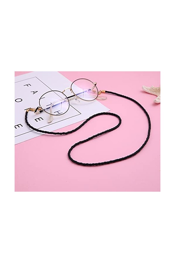 LIKGREAT Chaînes de lunettes faites à la main pour femme Noir, M, Nickel