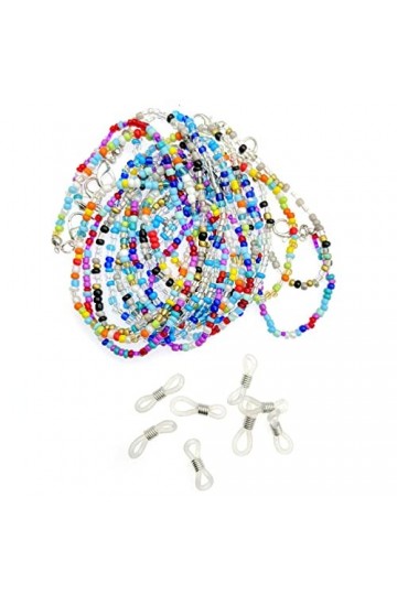 JZK 4x Chaîne perles pour lunettes, lanière lunettes de lecture pour femmes hommes, chaînes porte-lunettes colorées, chaîne c