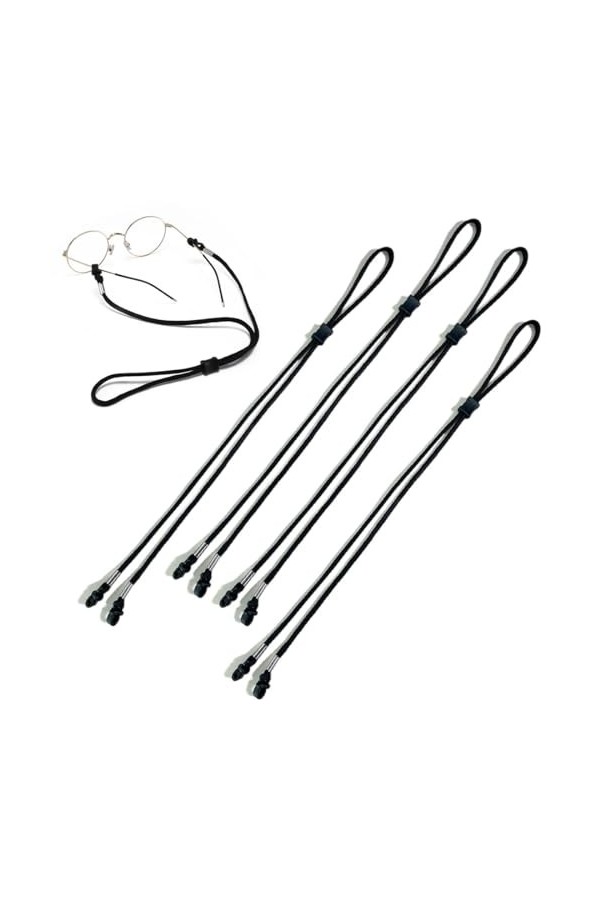 EODKSE Cordon Lunettes Corde à Lunettes, 4Pcs Réglable Universel Attaches Lunettes Sangles PU Lunettes Chaîne Ficelle Titulai
