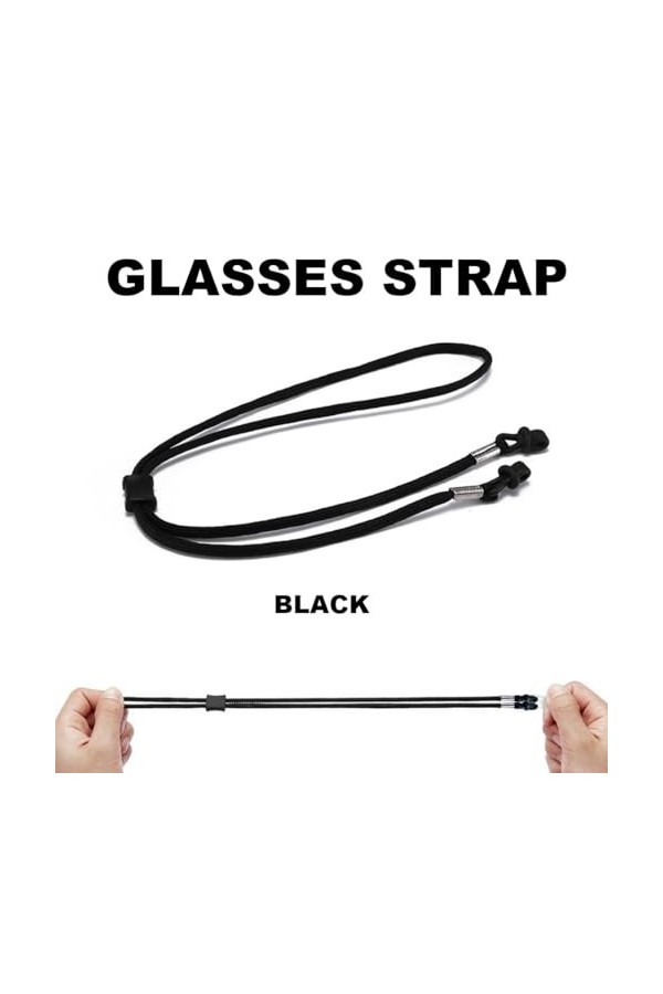 EODKSE Cordon Lunettes Corde à Lunettes, 4Pcs Réglable Universel Attaches Lunettes Sangles PU Lunettes Chaîne Ficelle Titulai