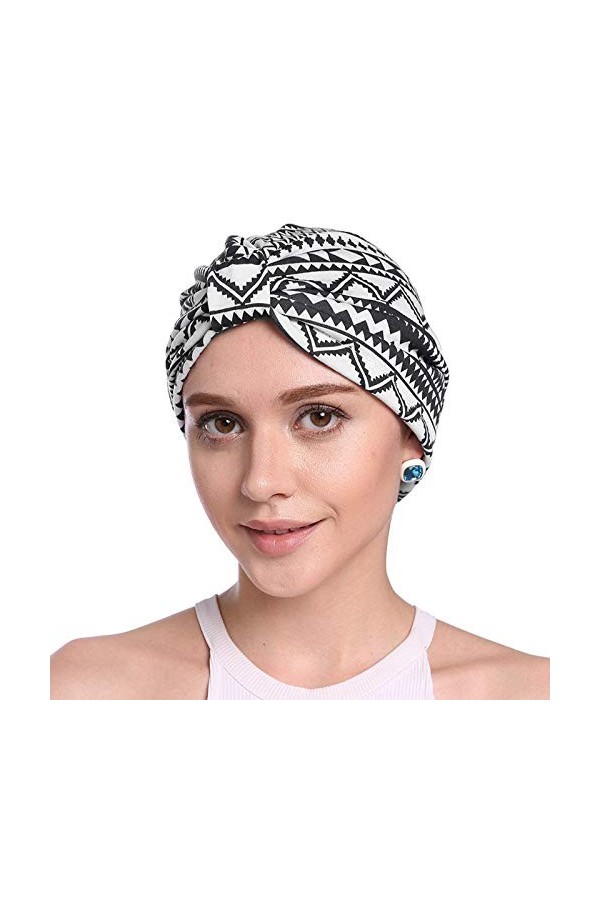 ZARSIO Turban Bonnet élastique imprimé pour chimio - - Taille unique