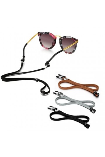 LATRAT Bracelet de lunettes en cuir PU de sport, 3 pièces multi-couleurs en cuir PU classique réglable bandeau, chaîne de lun