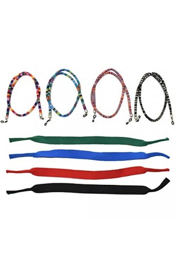 Liwein Chaîne de Lunettes,8 Pièces Sangle de Lunettes élastiques Néoprène Corde Tressée Cordon à Lunettes de Soleil pour Femm