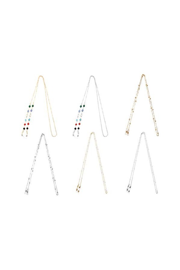LIPIODOL 6 Pièces Chaîne de support pour Cordon de Lunettes en métal Porte-Sangle de Lunettes de Soleil Antidérapant Collier 