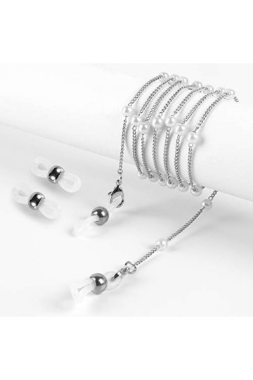 Eli-time Chaîne Lunettes Femmes Perles, Chaîne Lunettes pour Femmes Convient aux lunettes/lunettes de soleil/lunettes de lect