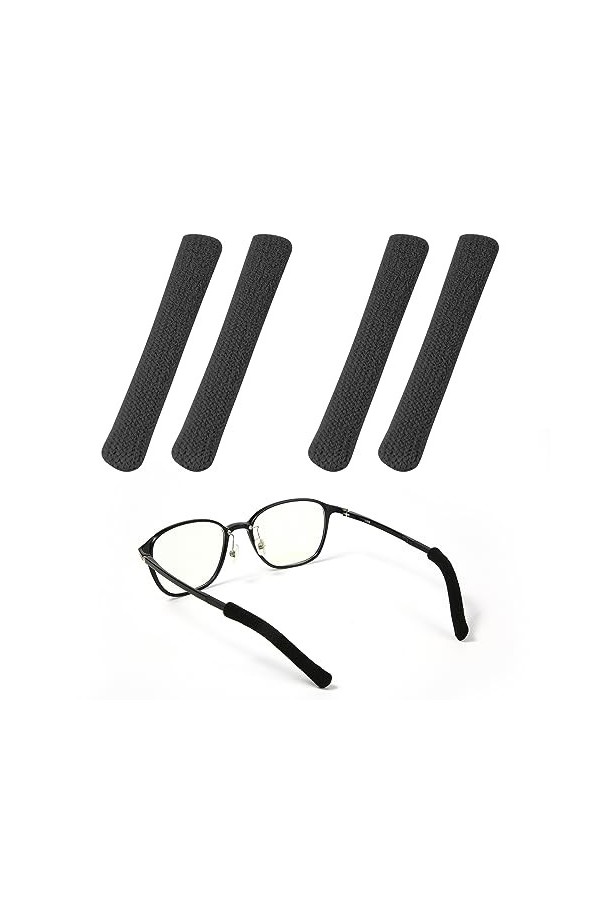 BOXOB Lot de 4 Embouts pour Branches de Lunettes, Mise à Niveau en Tissu de Coton Doux à Tricoter Coussinets Antidérapants po