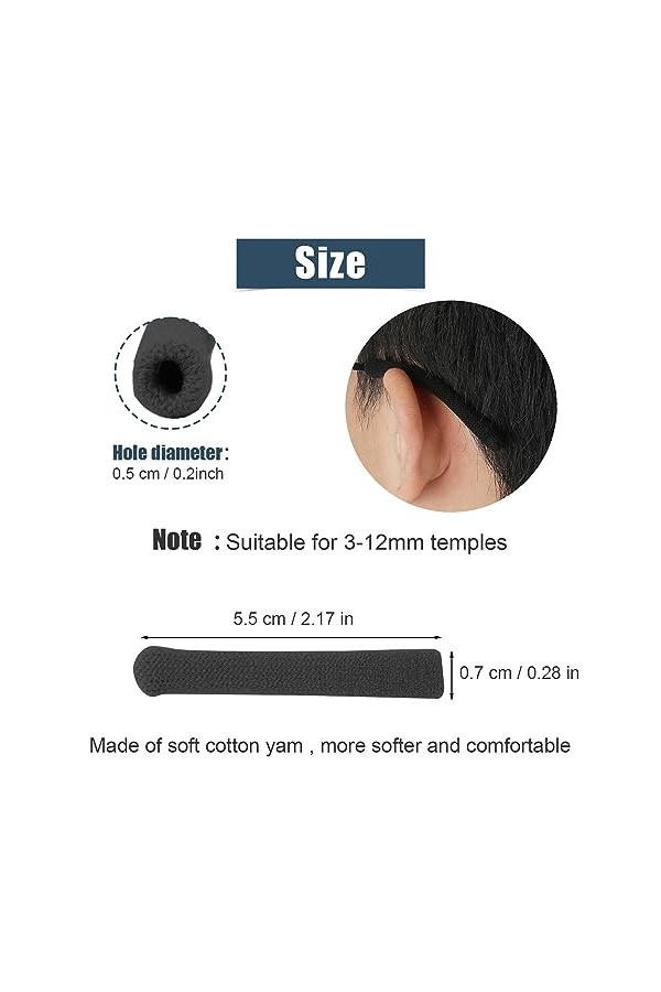 BOXOB Lot de 4 Embouts pour Branches de Lunettes, Mise à Niveau en Tissu de Coton Doux à Tricoter Coussinets Antidérapants po