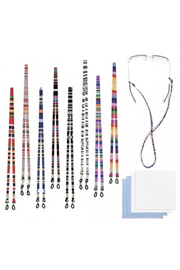 YSDYY Lanière de lunettes 8pcs, sangle de lunettes de soleil, support de chaîne de lunettes de lecture avec tissu de lunettes