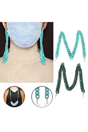 Longe Réglable pour Lunettes, Chaîne de Perles de Couleurs Mélangées pour Femmes Lunettes, Accessoire de Lanière pour Masque 