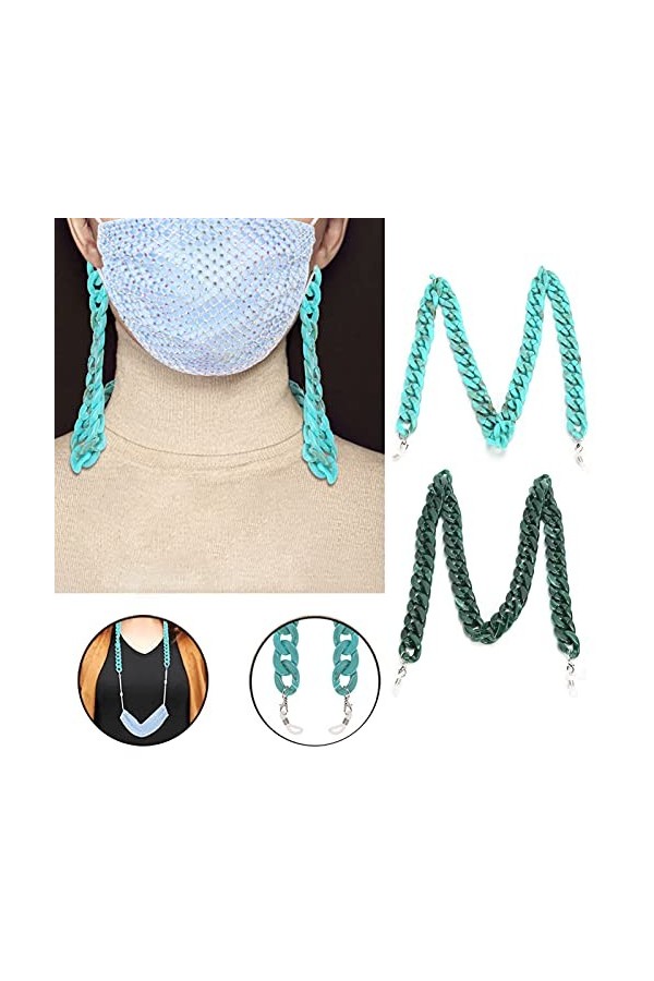 Longe Réglable pour Lunettes, Chaîne de Perles de Couleurs Mélangées pour Femmes Lunettes, Accessoire de Lanière pour Masque 