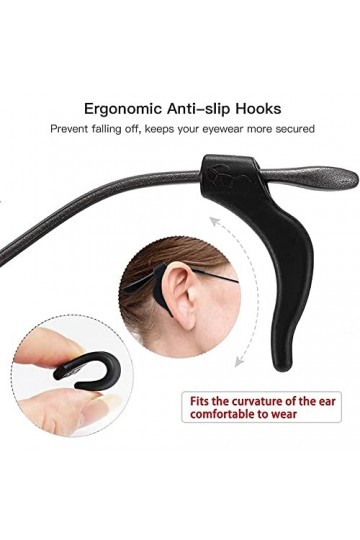 Guindxan Lot de 3 sangles de lunettes réglables universelles + 6 embouts pour lunettes