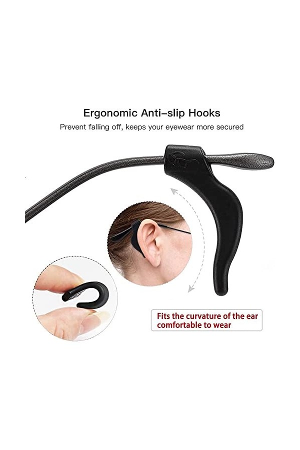 Guindxan Lot de 3 sangles de lunettes réglables universelles + 6 embouts pour lunettes