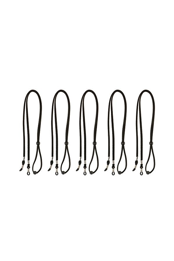 Lot de 5 cordons réglables en velours pour lunettes de soleil Noir