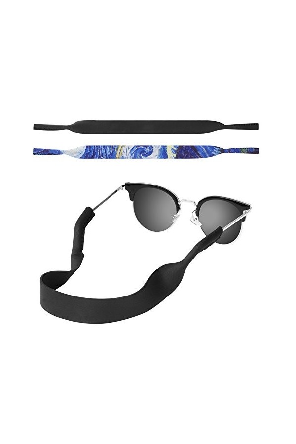 MoKo Néoprène Cordons à Lunettes, [Lot de 2] Support Sangle Universal Porte-Lunettes de Sécurité et Mode pour Lunettes de Sol