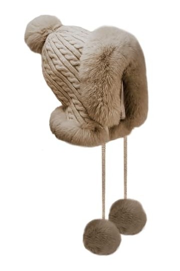 Rayson Bonnet Hiver Femme Tricoté Chaud avec Pompon Doublure en Polaire Mode Chapeau pour en Plein Air Protection Contre Le F
