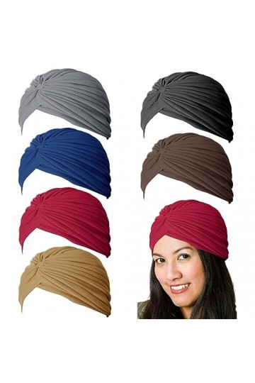 Wisebom 6 Pièces Doux Turbans Africain pour Femmes, 6 Couleurs Noeud Bonnet Enveloppement de la Tête, Doux Turban Plissé Noué