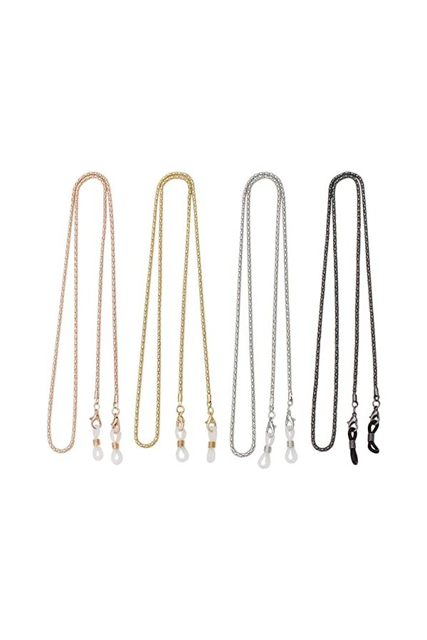ALEOHALTER Lot de 4 chaînes de lunettes en fer antidérapant, chaîne de lunettes anti-perte, cordon de fixation pour lunettes 