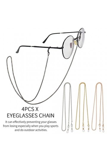 ALEOHALTER Lot de 4 chaînes de lunettes en fer antidérapant, chaîne de lunettes anti-perte, cordon de fixation pour lunettes 