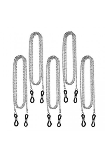 Hellery 5x Lunettes Cou Cordon Chaîne Lunettes De Vue Lunettes De Soleil Titulaire Métal - Gris, Gris