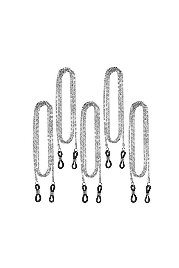 Hellery 5x Lunettes Cou Cordon Chaîne Lunettes De Vue Lunettes De Soleil Titulaire Métal - Gris, Gris
