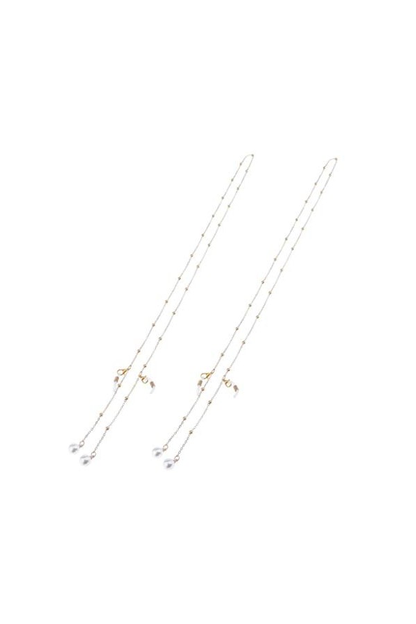 Folpus 2 Pièces Chaîne En Métal de Retenue de Lunettes or/argent , Collier de Perles Vintage pour Lunettes de Soleil et Cord