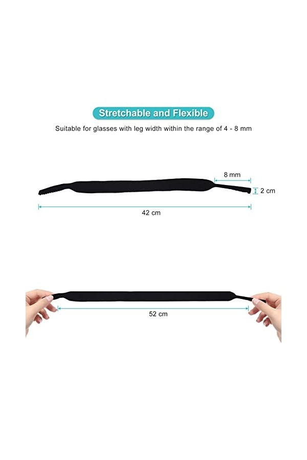 MUNEFE Lanière, Sangle De Sport Pour Lunettes, Cordon De Retenue De Sangle De Cou élastique Et Chaîne Pour la Course à Pied, 