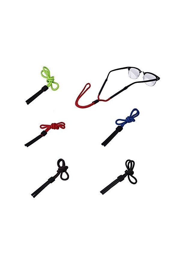 inlzdz Lot de 5 Cordon à lunettes Sangles de lunettes de soleil Antidérapant Cordon à lunettes flottant pour le sport Porte-L
