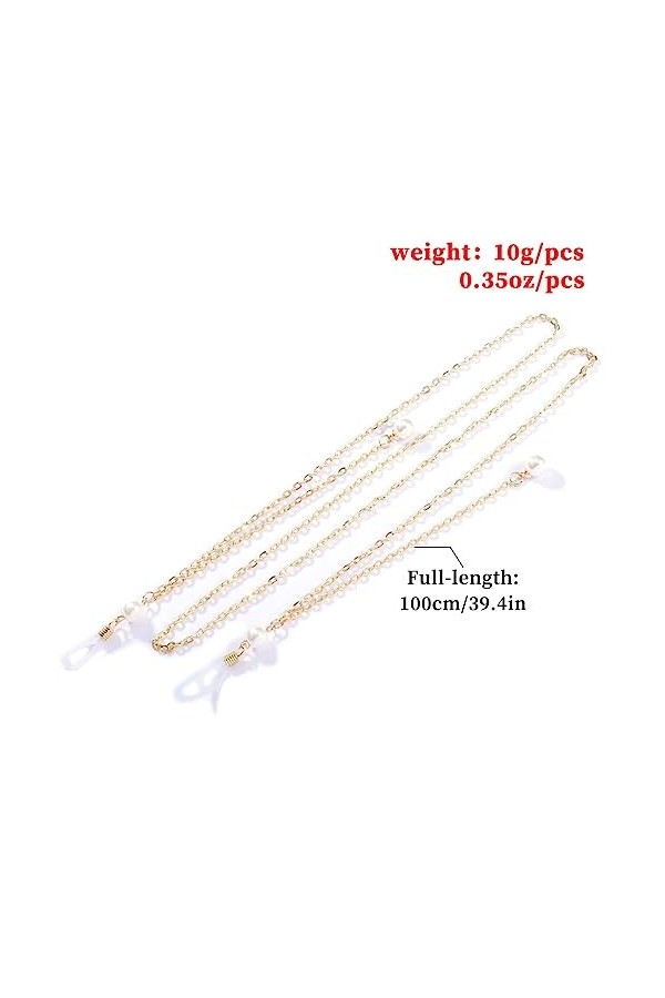 HczIon Chaîne Lunettes 2 Pièces De Lunettes Accessoires Chaîne De Lunettes De Chaîne De Perles Chaîne De Fixation Chaînes De 
