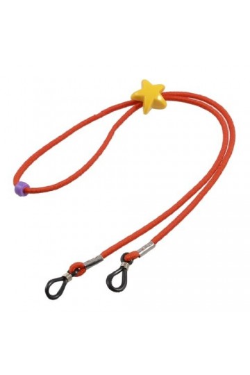 Ruilogod Cordon réglable cou Nylon élastique rouge étoile jaune Lunettes Porte Retenue