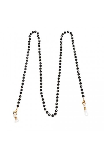 Tissting Lanière de Chaîne de Lunettes, Perles de Strass Acryliques Noires élégantes élégantes avec Le Fermoir de Homard pour