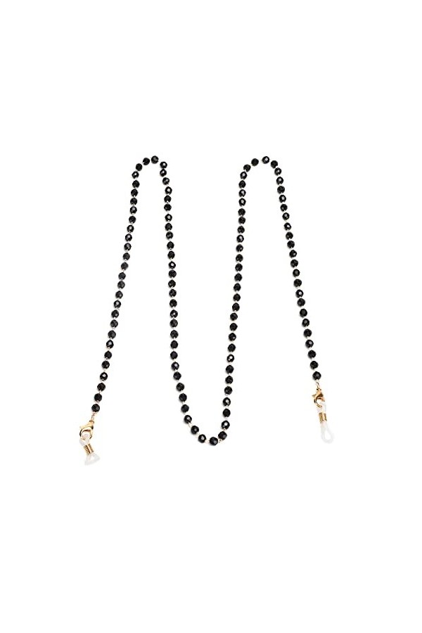 Tissting Lanière de Chaîne de Lunettes, Perles de Strass Acryliques Noires élégantes élégantes avec Le Fermoir de Homard pour