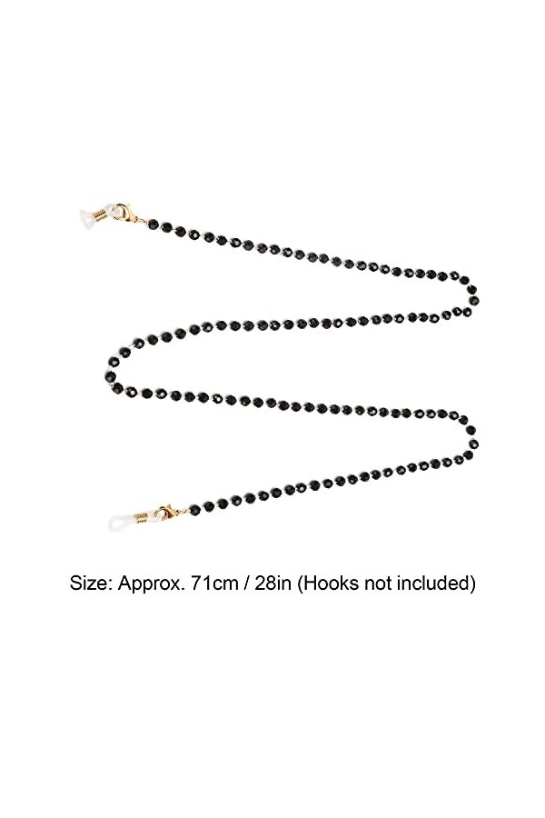 Tissting Lanière de Chaîne de Lunettes, Perles de Strass Acryliques Noires élégantes élégantes avec Le Fermoir de Homard pour