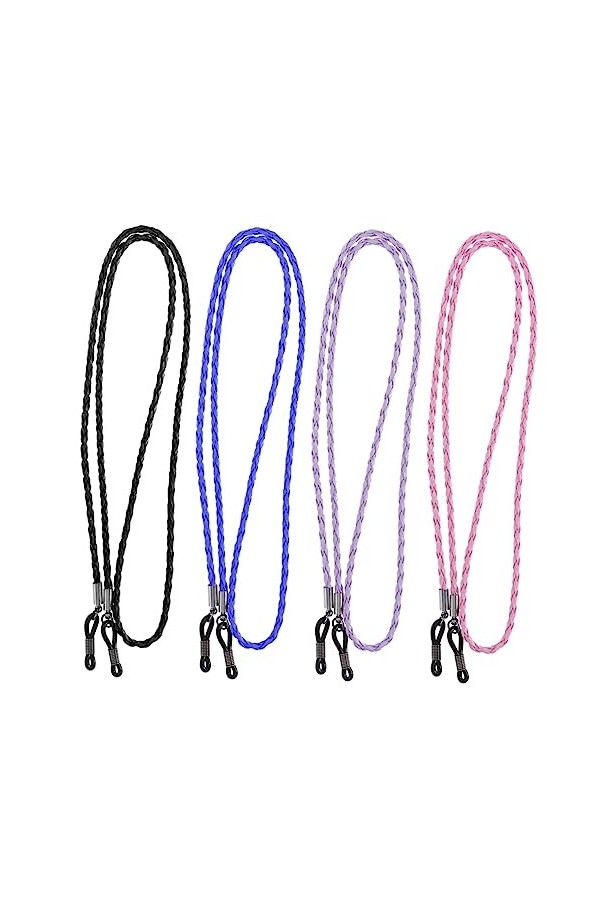 OSALADI 4 Pièces Lunettes De Soleil Noir Violet Lanière Noir Lunettes Collier De Lunettes De Soleil Porte-Lunettes Sangle Cor
